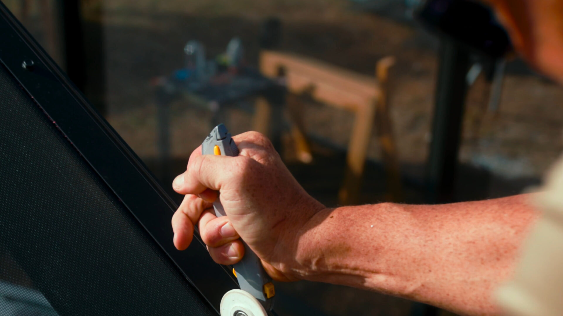 screen repair closeup